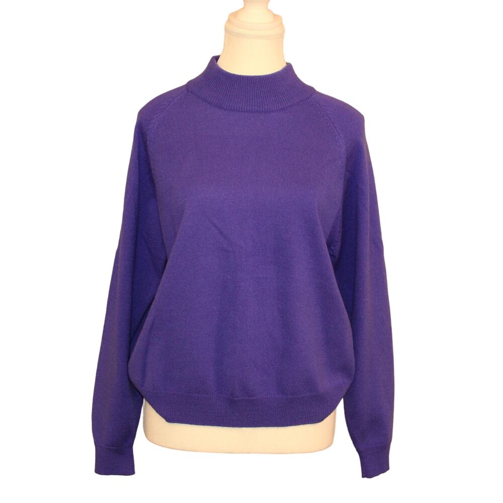 Woman's Lucia Purple Mock Neck Medium Weight Sweater sz M